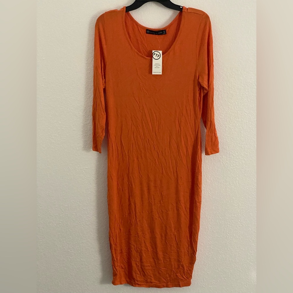 Fashion to Figure Vibrant Orange Long Sleeve Dress